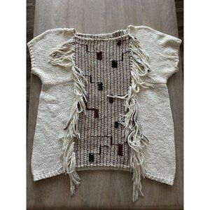 Ulla Johnson Pippa Sweater Fringe Short Sleeve Chunky Knit Size Medium